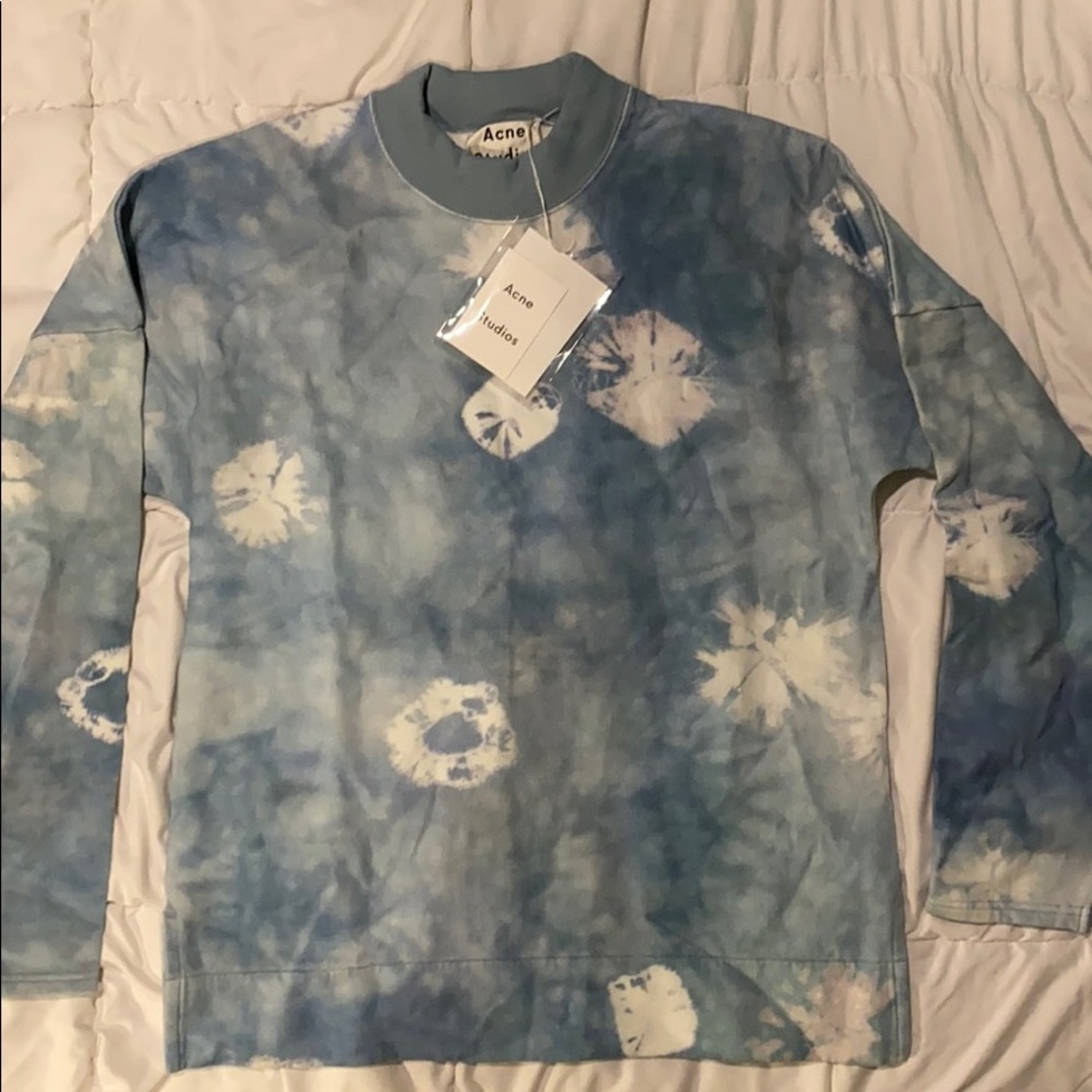 ACNE STUDIOS blue tyedye crewneck sweatshirt NWT